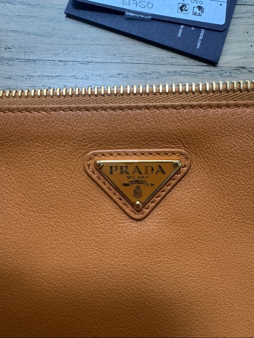 Authentic Prada orange brown gold small should bag purse pouch new with tags - Picture 7 of 12
